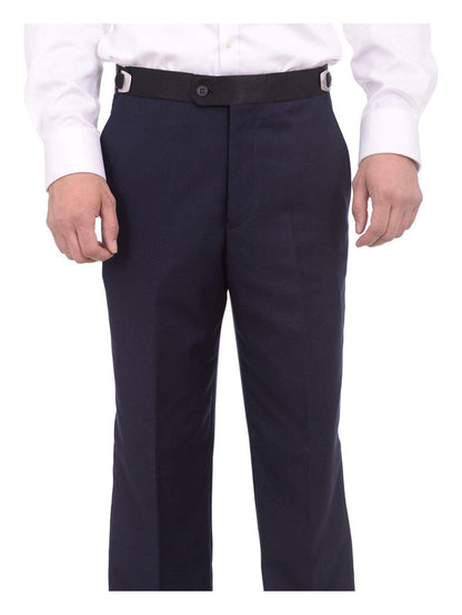 Mens Slim Fit Navy Blue One Button Tuxedo Suit With Black Satin Shawl Lapel - The Suit Depot