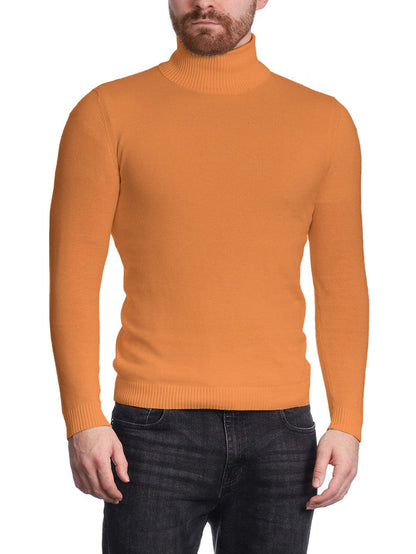 Arthur Black Men's Solid Copper Orange Pullover Cotton Blend Turtleneck Sweater Shirt - The Suit Depot