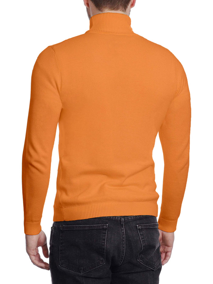 Arthur Black Men's Solid Copper Orange Pullover Cotton Blend Turtleneck Sweater Shirt - The Suit Depot