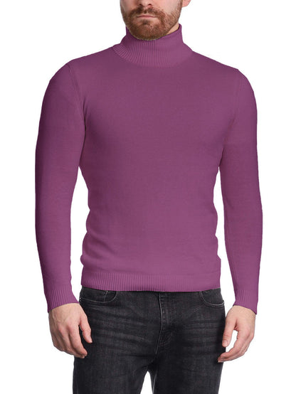 Arthur Black Men's Solid Purple Pullover Cotton Blend Turtleneck Sweater Shirt - The Suit Depot