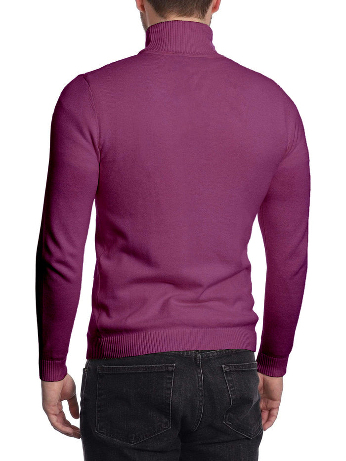 Arthur Black Men's Solid Purple Pullover Cotton Blend Turtleneck Sweater Shirt - The Suit Depot