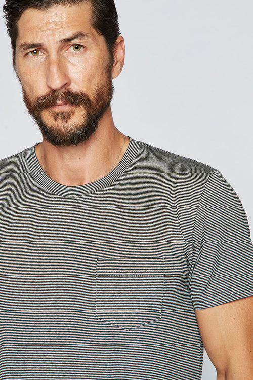 Men's V-Pocket Stripe Tee - Black / Grey - view 2