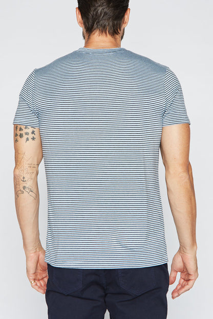 Men's V-Pocket Stripe Tee - Blue / Black - view 2