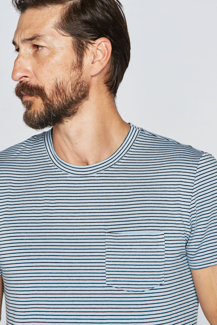 Men's V-Pocket Stripe Tee - Blue / Black - view 3