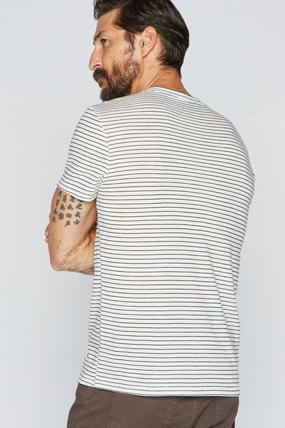 Men's V-Pocket Stripe Tee - White / Black - view 2