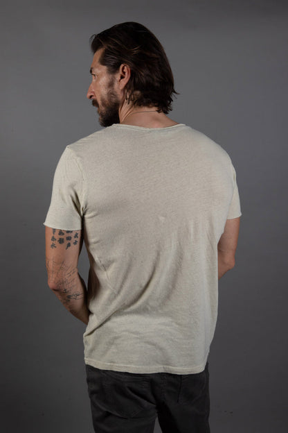Men's Wallace Raw Neck Cotton Linen Crew Tee - view 3