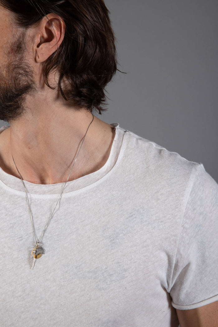 Men's Wallace Raw Neck Cotton Linen Crew Tee - view 7