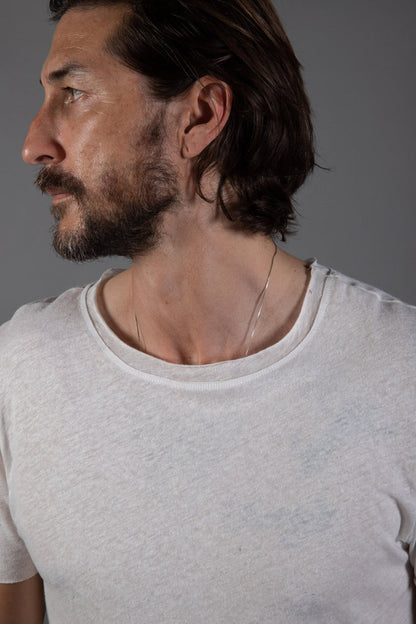 Men's Wallace Raw Neck Cotton Linen Crew Tee - view 8