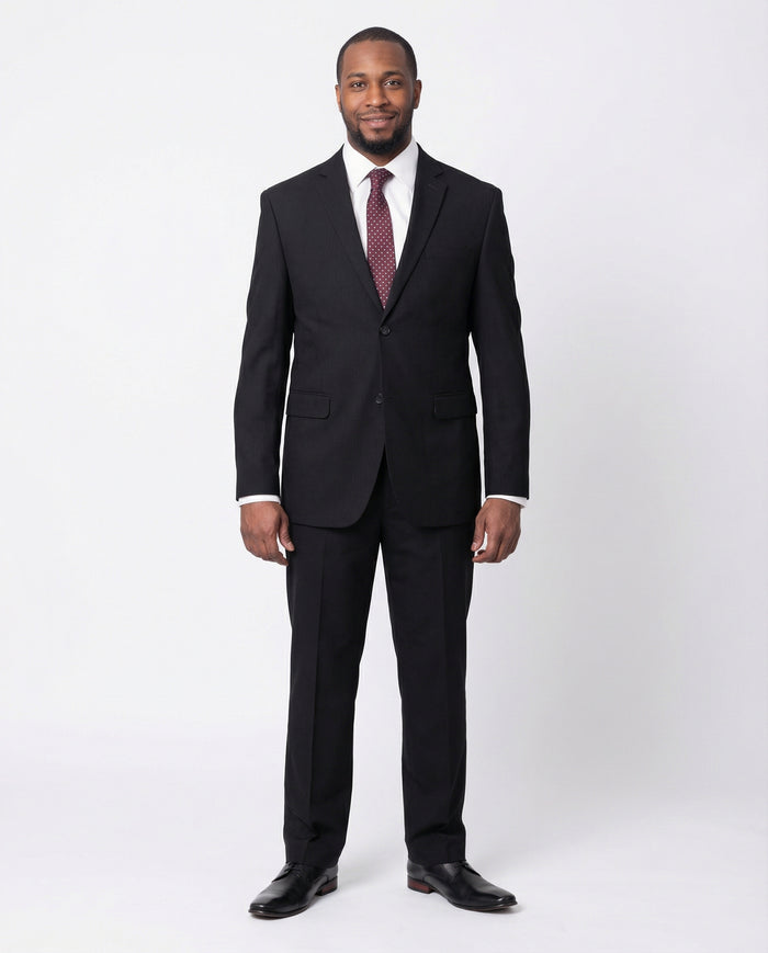 Montefino Mens Solid Black 100% Wool Slim Fit Blazer Sport Coat