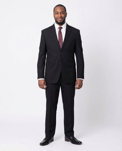 Montefino Mens Solid Black 100% Wool Slim Fit Blazer Sport Coat