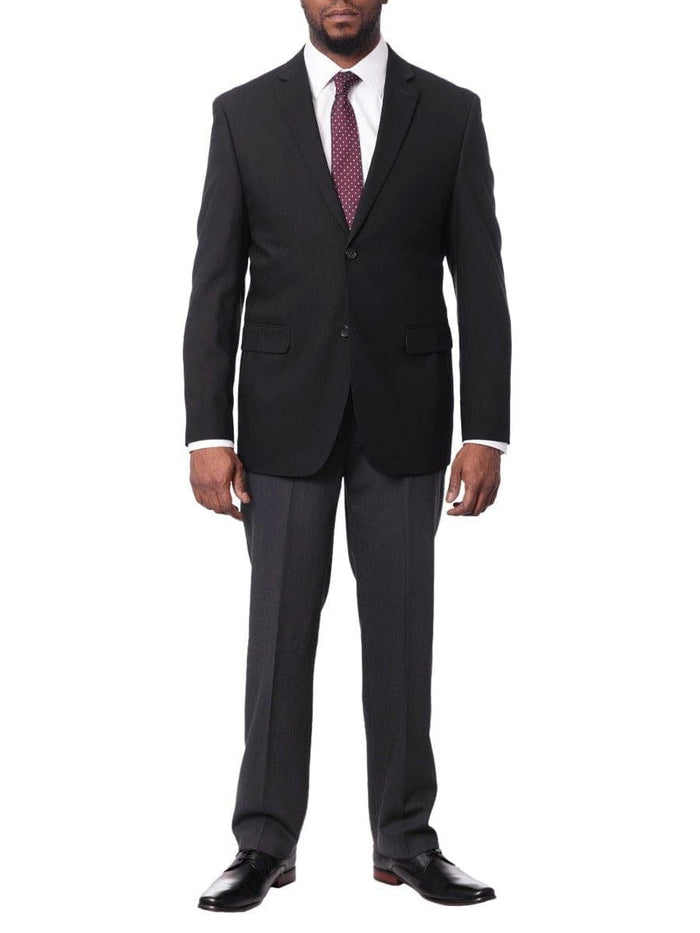 Montefino Uomo BLAZERS Montefino Mens Solid Black 100% Wool Slim Fit Blazer Sport Coat