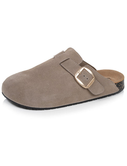 Mules Sabots Femme cuir Taupe