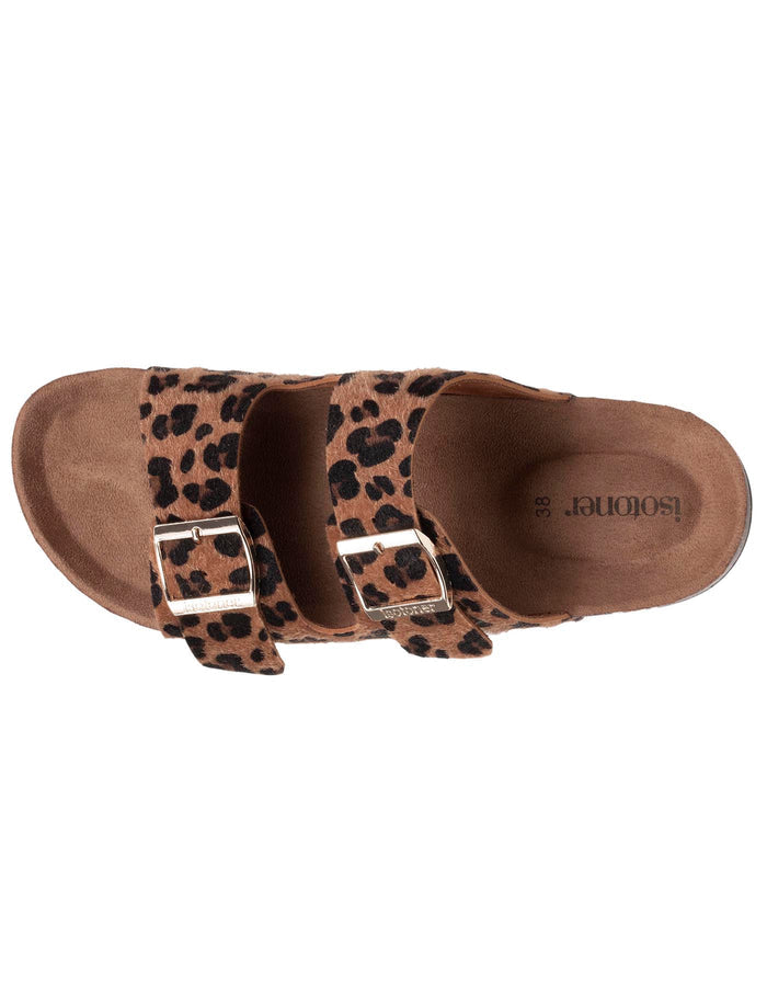 Mules sandales Femme double bride Léopard