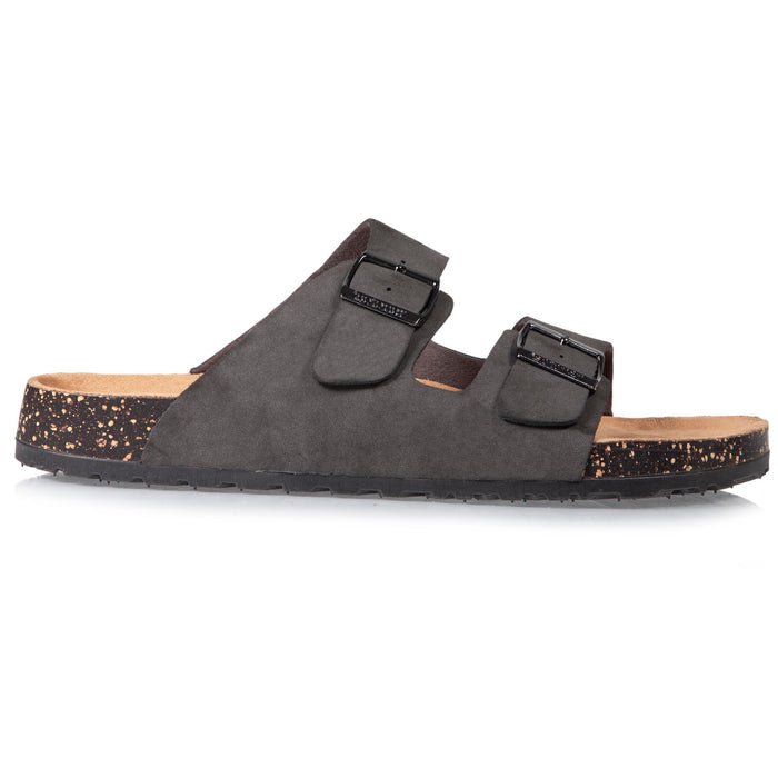 Mules sandales Homme double bride Gris