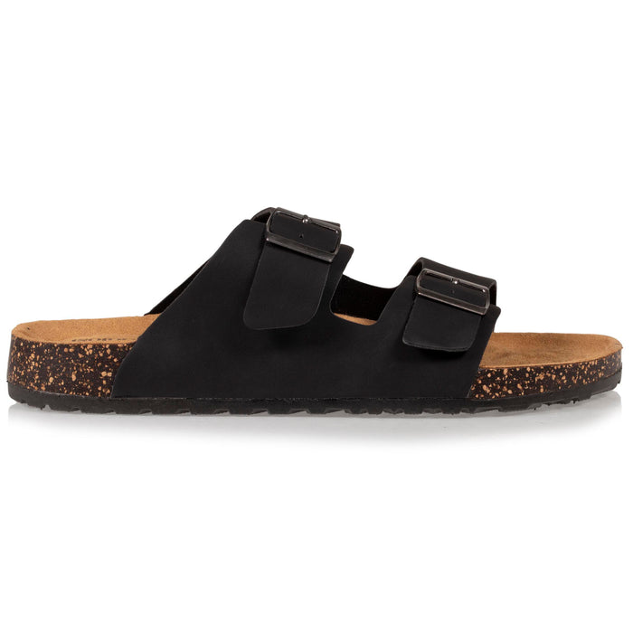 Mules sandales Homme double bride Noir
