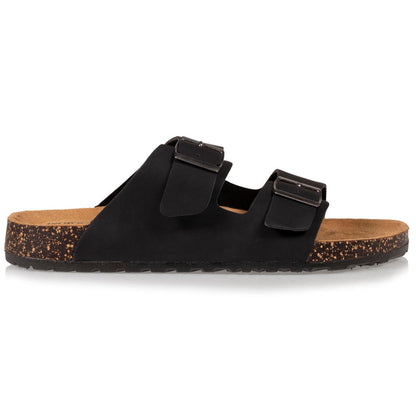 Mules sandales Homme double bride Noir