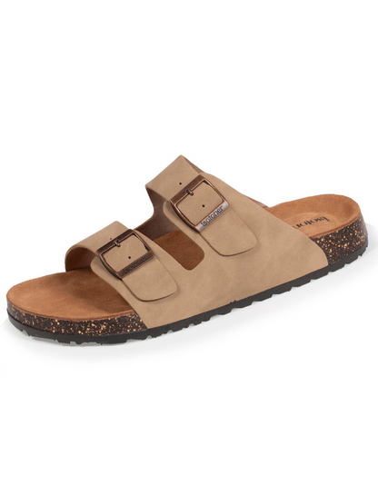Mules sandales Homme double bride taupe