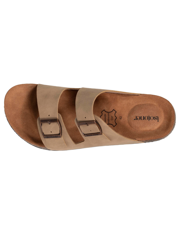 Mules sandales Homme double bride taupe
