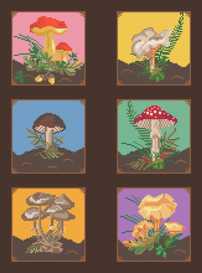 Mushrooms | Pixel Charted  | Ready To Ship