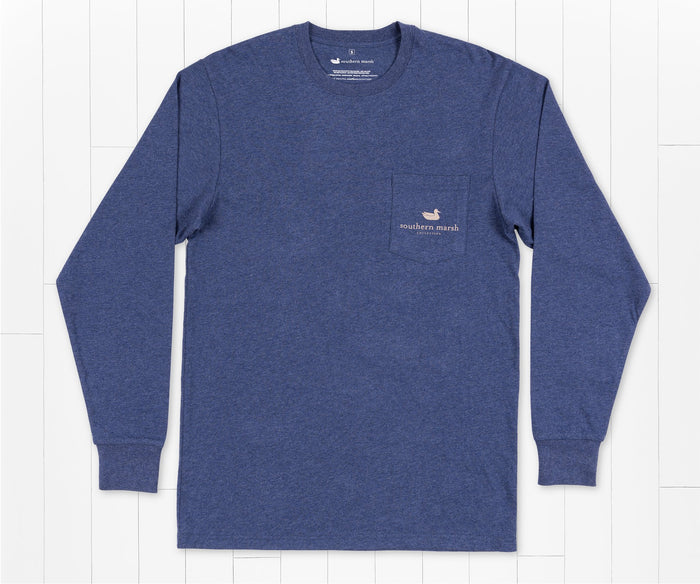Washed Navy Heather | Origins Rack Tee | Long Sleeve | Front