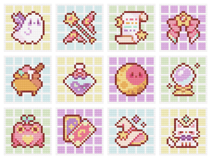 Pastel Witch Badges | Minis | Pixel Charted | Ready To Ship