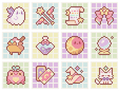 Pastel Witch Badges | Minis | Pixel Charted | Ready To Ship