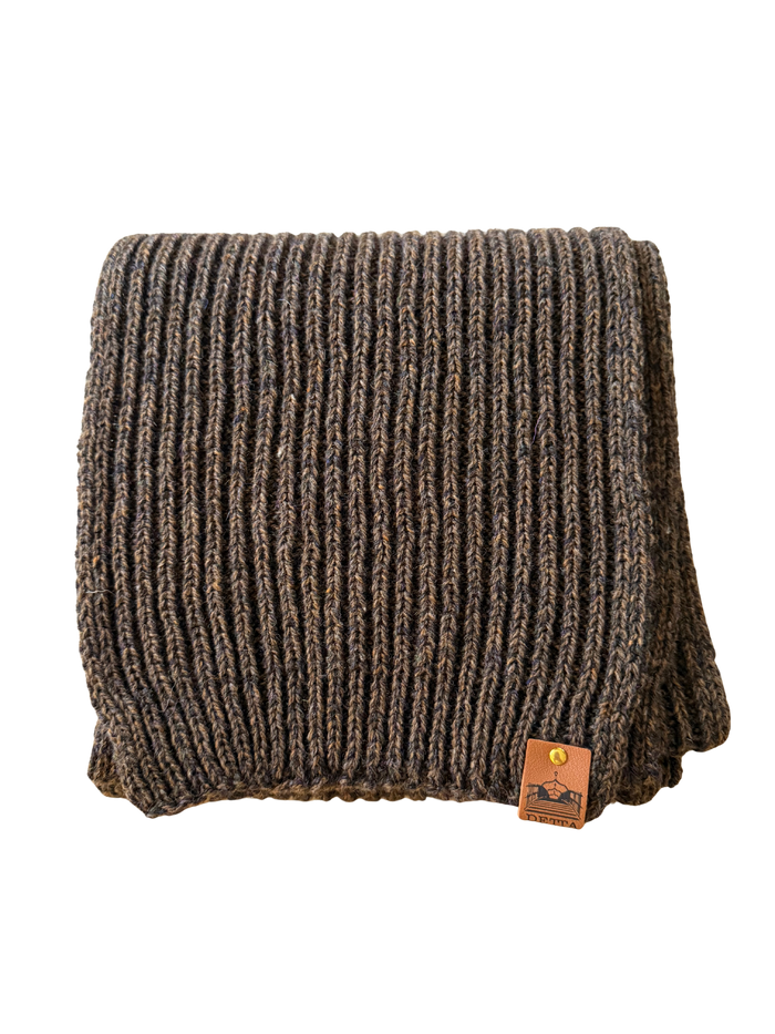 Peat Ribbed Bute Scarf