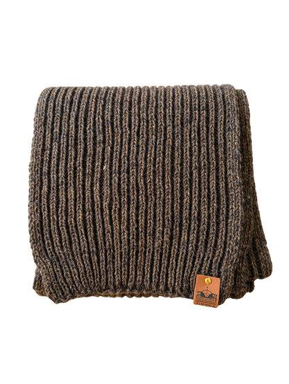 Peat Ribbed Bute Scarf