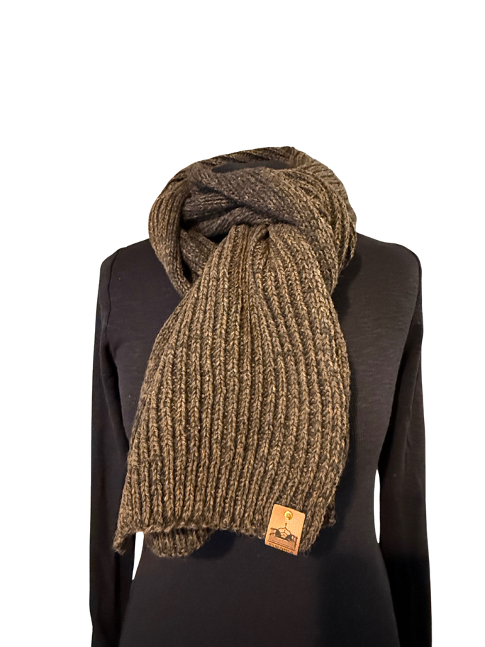 Peat Ribbed Bute Scarf