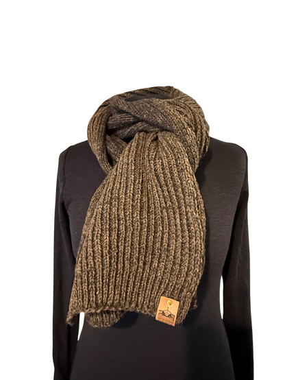 Peat Ribbed Bute Scarf