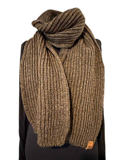 Peat Ribbed Bute Scarf