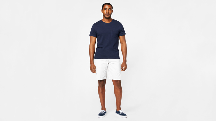 Front view of model wearing White Cap Perfect 10.5" Shorts.