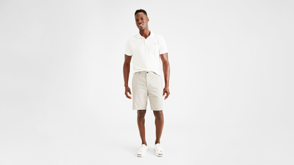 Front view of model wearing Porcelain Khaki Perfect 8" Shorts, Classic Fit.