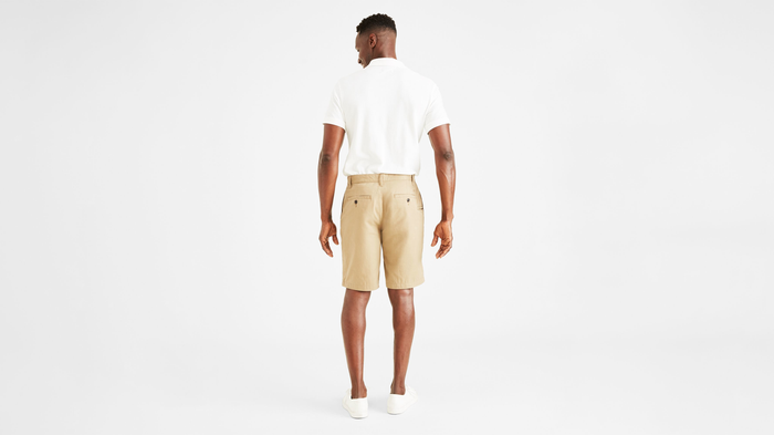 Back view of model wearing Sand Dune Perfect 8" Shorts, Classic Fit.
