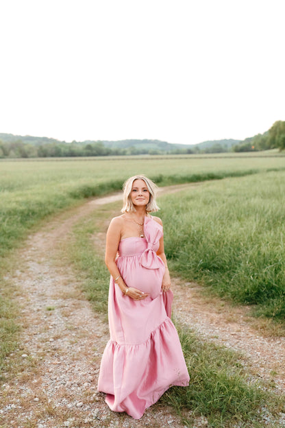 Betina Bow Front Maxi Dress - Dusty Rose