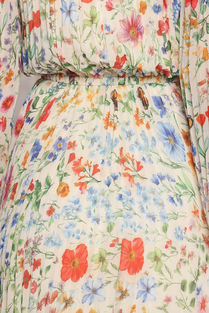 Hilary Pleated Maxi Dress - Garden Floral
