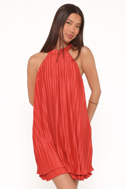 Tyra Halterneck Mini Dress - Red