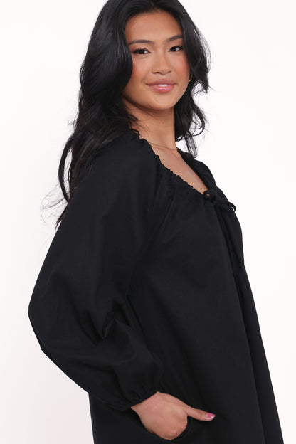 Walker Smock Mini Dress - Black