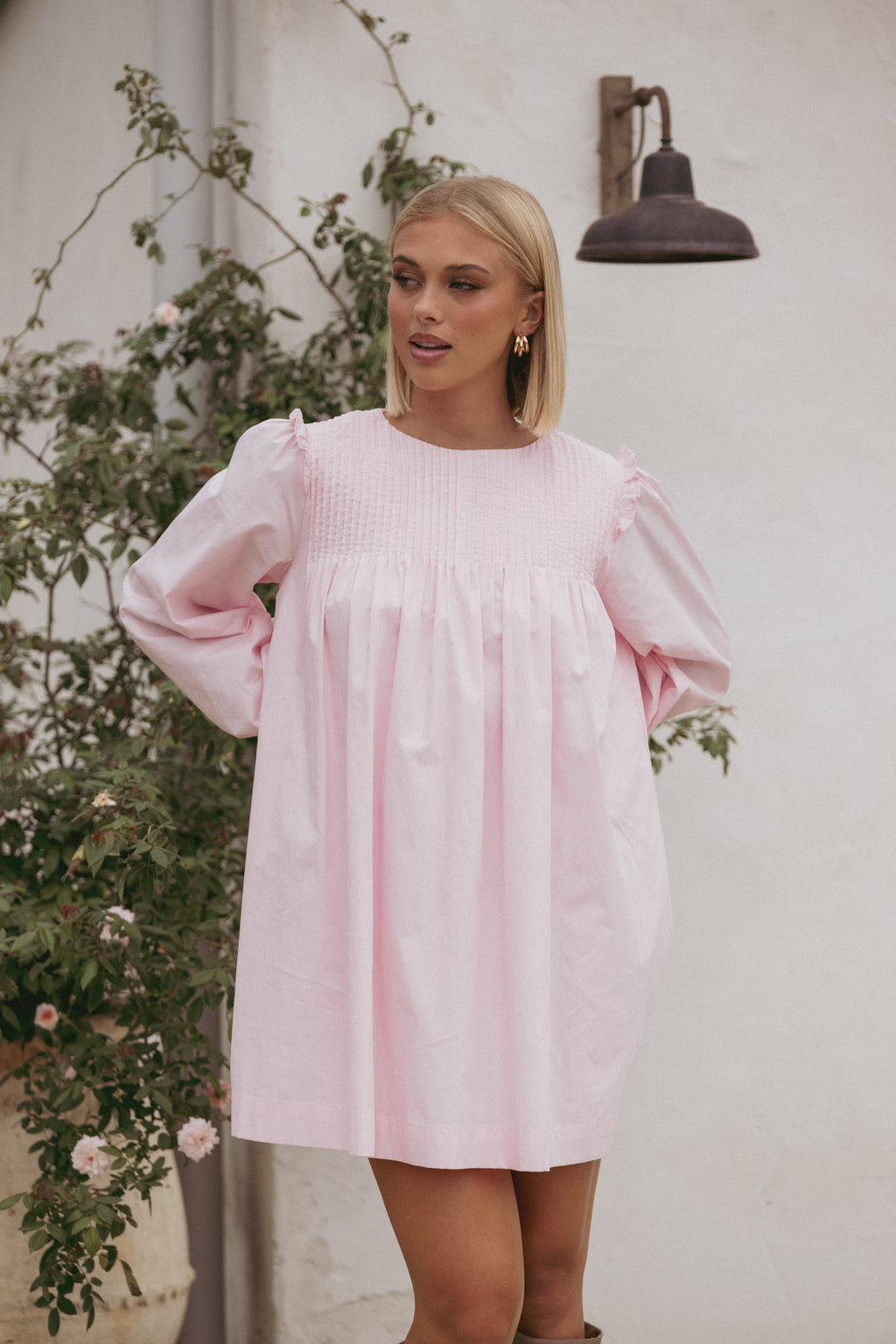Wyatt Long Sleeve Mini Dress - Pink