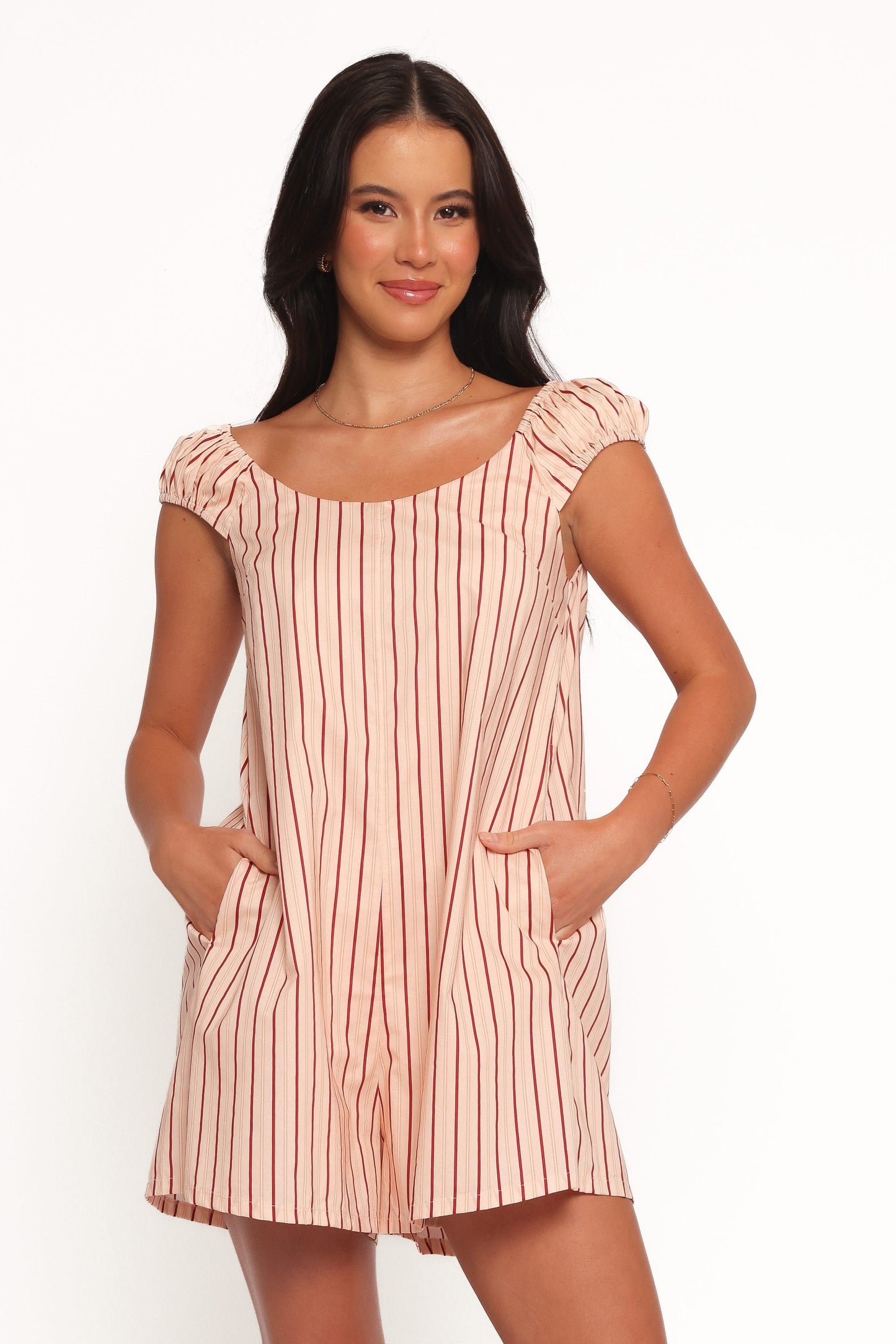 Scobbie Romper - Pink Stripe