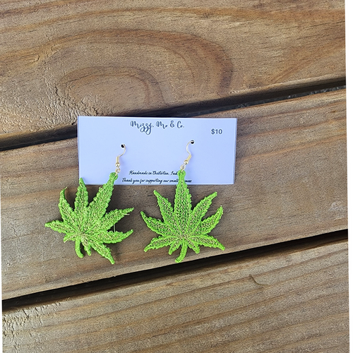 Plant Leaf Embroidered Lace Earrings