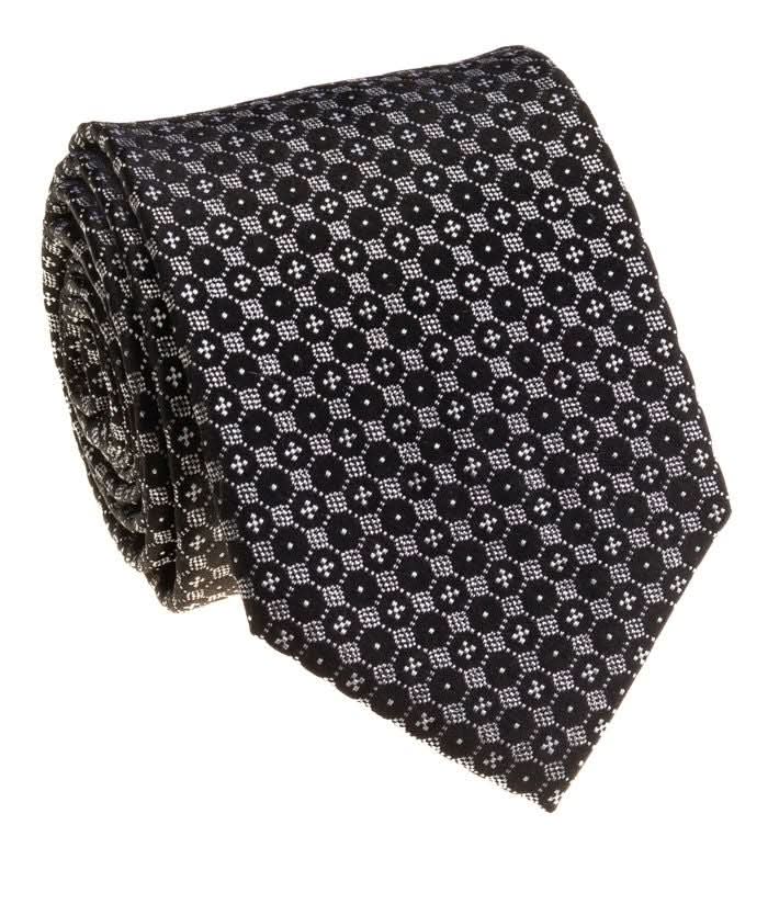 Premium Silk Mens Black And Silver 100% Silk Hand Made Tie - The Suit Depot