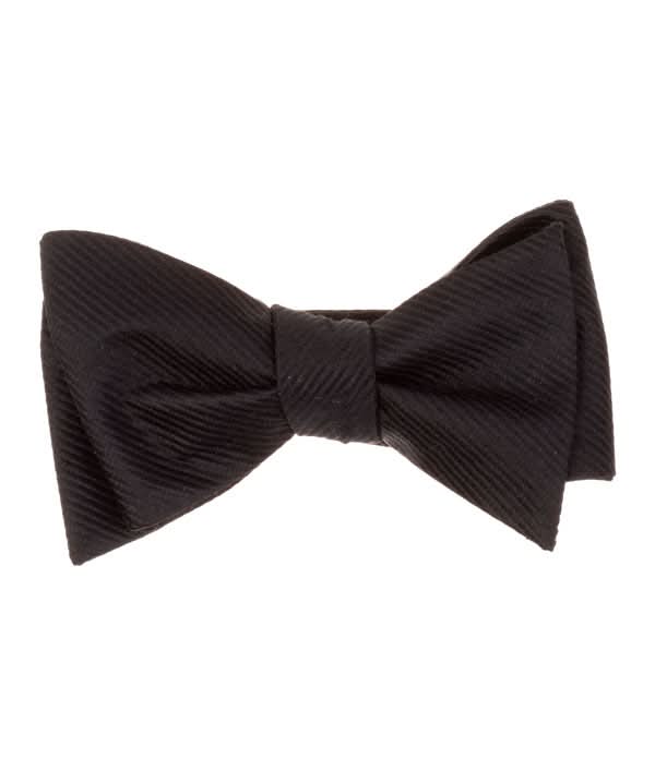 Premium Silk Mens Black File 100% Silk Hand Made Bow Tie - The Suit Depot