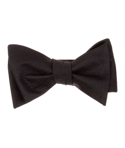 Premium Silk Mens Black File 100% Silk Hand Made Bow Tie - The Suit Depot