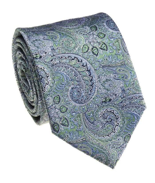 Premium Silk Mens Paisley Green 100% Silk Hand Made Tie
