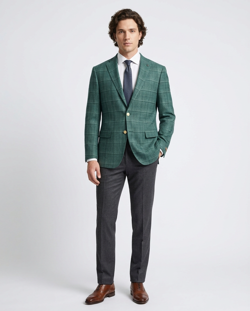 Private Label Mens Green Crossweave Classic Fit Blazer Sportcoat