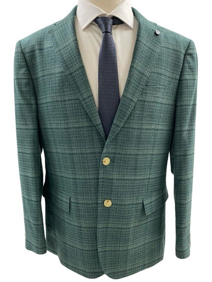 Private Label Mens Green Crossweave Classic Fit Blazer Sportcoat