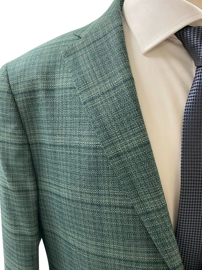 Private Label Mens Green Crossweave Classic Fit Blazer Sportcoat