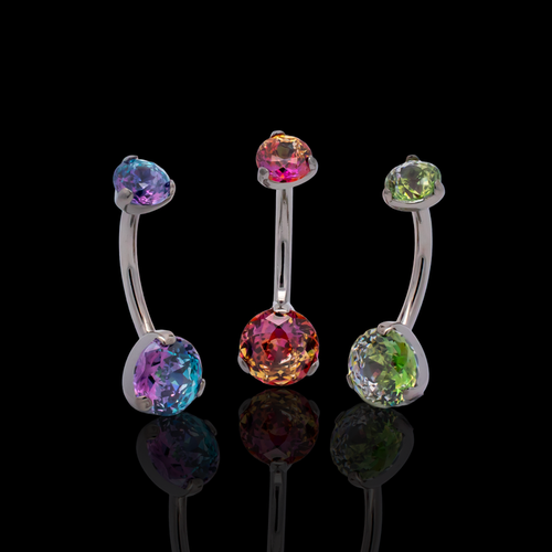 Prong Set Navel Ring with Rosebush-Cut Zirconia - Khrysos Jewelry