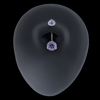 Prong Set Navel Ring with Rosebush-Cut Zirconia - Khrysos Jewelry